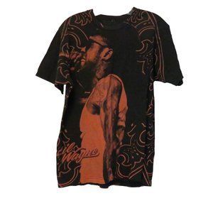 Lil Wayne Men 's S Red And Black T Shirt Microphone Sunglasses Floral Singing